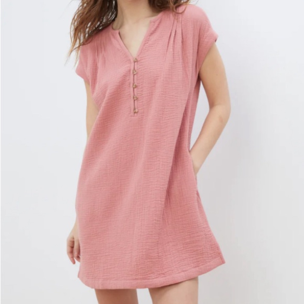 Upwest  Coastal Cotton Henley Mini Dress